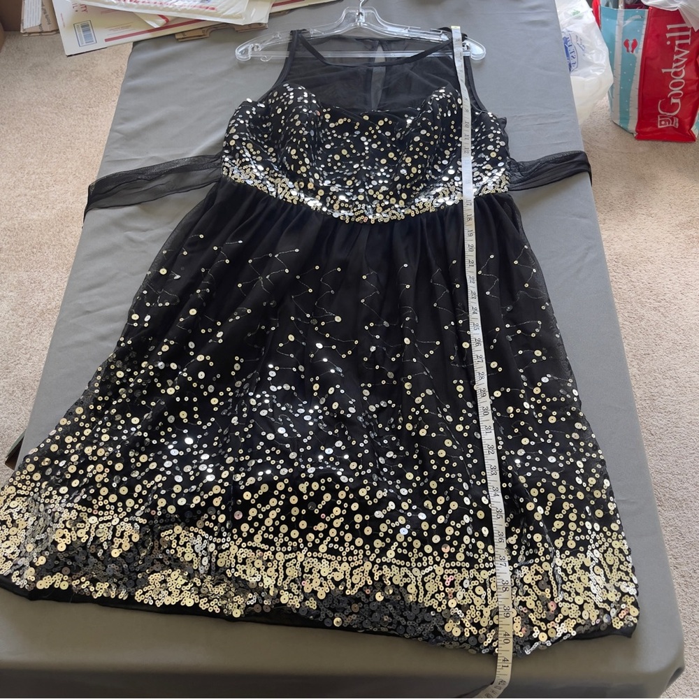 Rue+ Black Sequin Mesh Overlay Dress | Size 1X | Party Dress - Picture 4 of 7